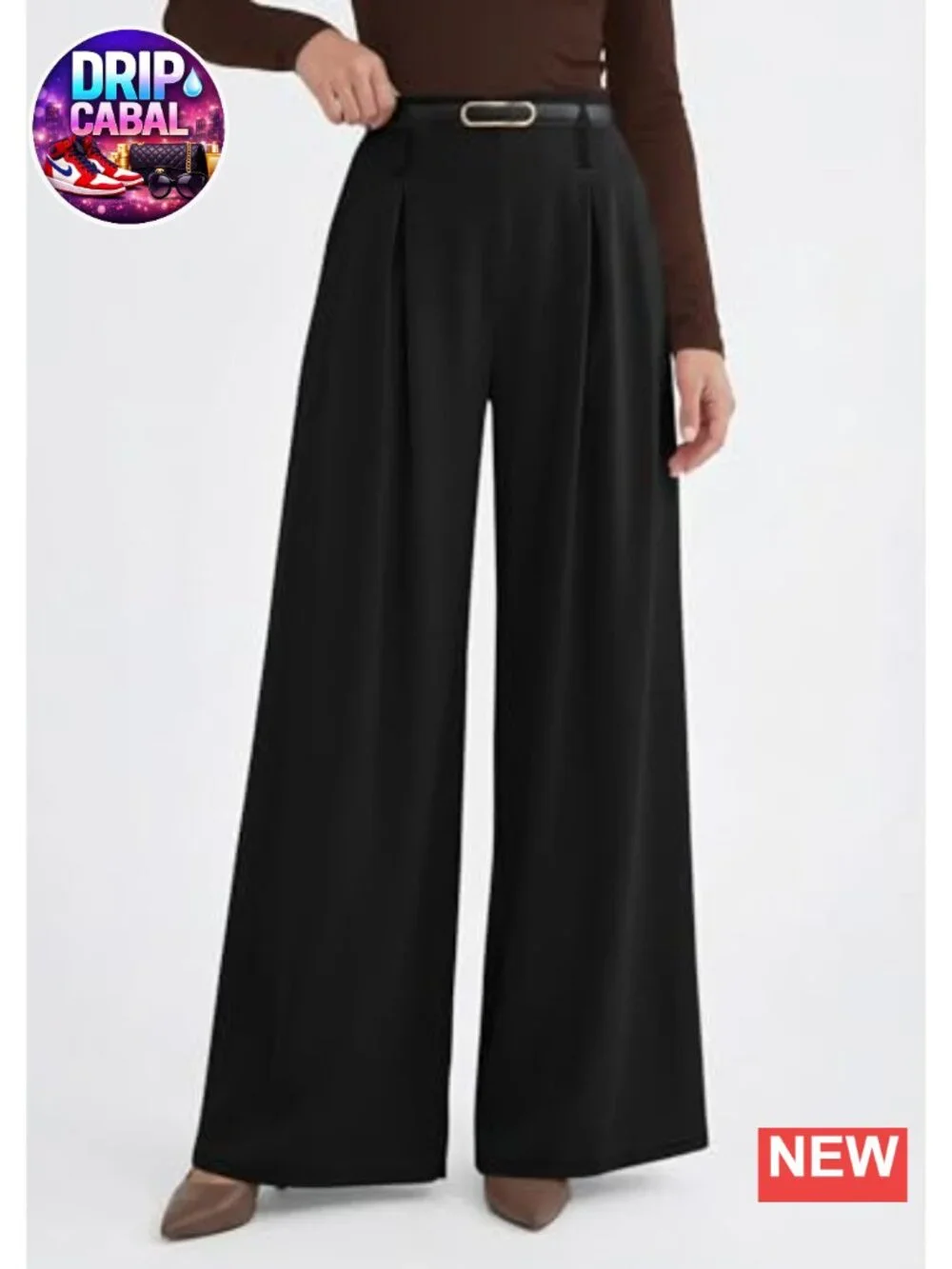 Wide Leg Flowy Trousers High Waisted Pleated Palazzo Pants with Pockets